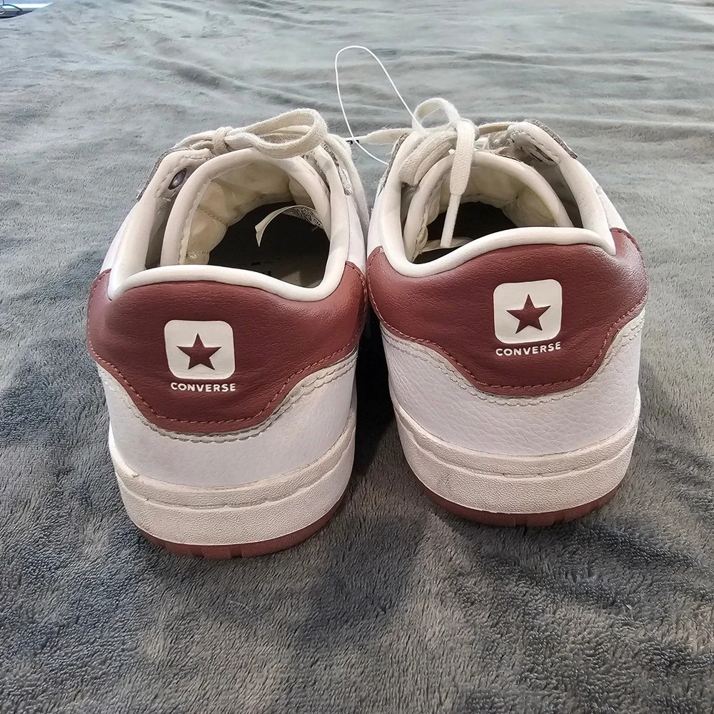 Converse Rival Low White Maroon Leather Sneakers Womens 6.5 Mens 5 - Picture 3 of 5
